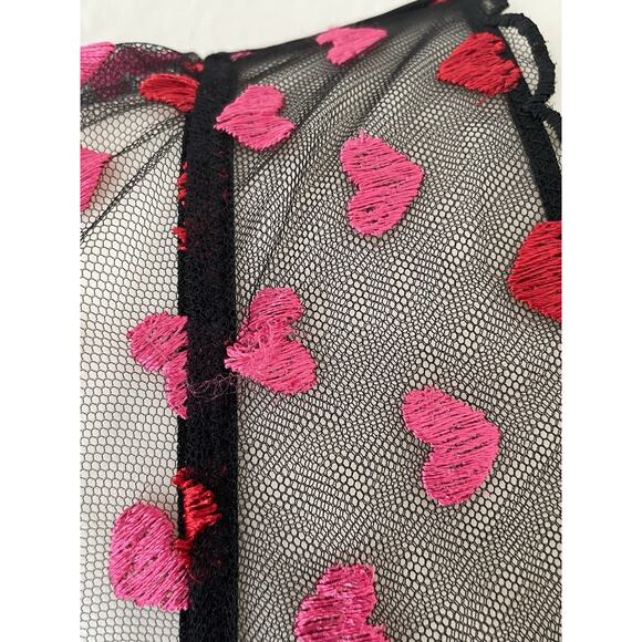 Victoria's Secret Bra Lingerie Bustier Heart Embroidered Mesh Scalloped - Picture 11 of 14